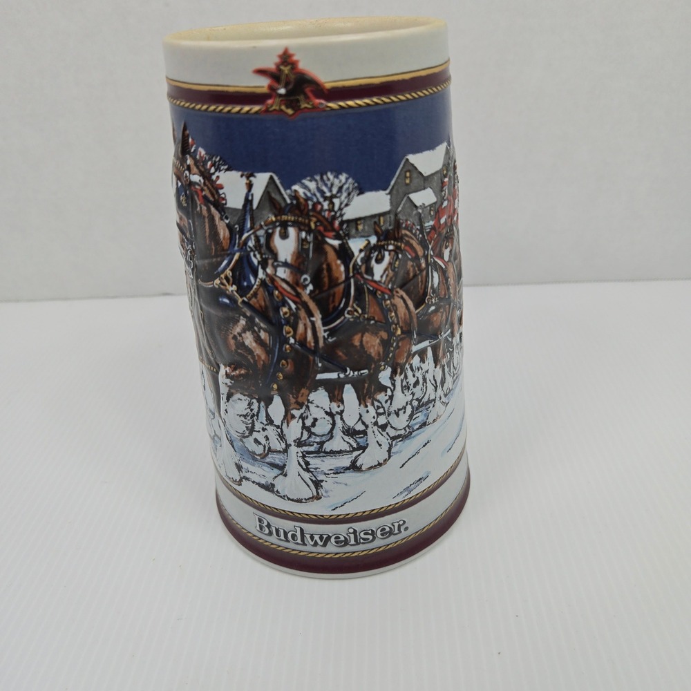 Budweiser 1989 Holiday Stein Clydesdales Collector Series Ceramarte Brazil‎ Mug